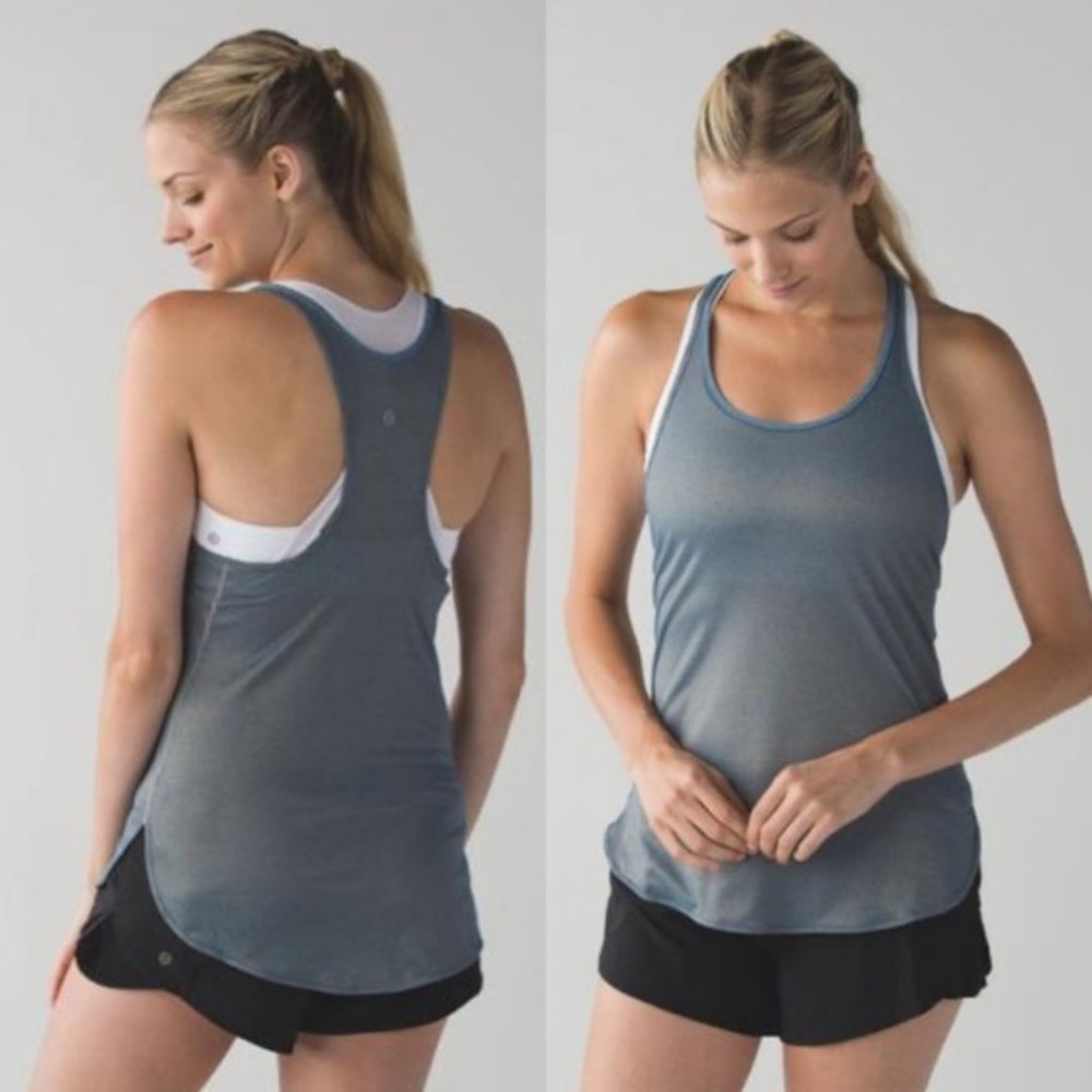 Lululemon What The Sport Singlet Heathered Poseidon / Gold